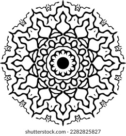 Title Mandala decorative round ornament. Can be used for greeting card, phone case print, etc. Hand drawn background, vector isolated on white.