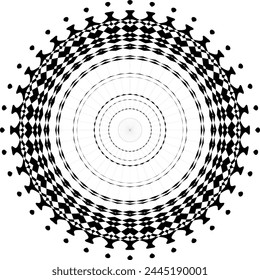 Title Mandala decorative round ornament. Can be used for greeting card, phone case print, etc. Hand drawn background, vector isolated on white.