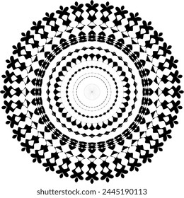 Title Mandala decorative round ornament. Can be used for greeting card, phone case print, etc. Hand drawn background, vector isolated on white.