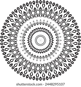 Title Mandala decorative round ornament. Can be used for greeting card, phone case print, etc. Hand drawn background, vector isolated on white.