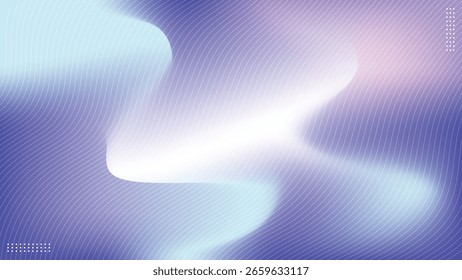 Título: ondas modernas roxo azul azul branco gradiente linhas banner fundo. Ilustração vetorial.