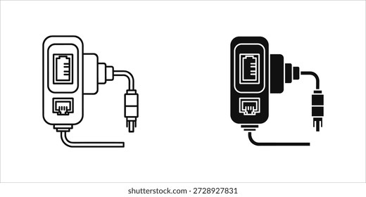 Titel: Netzwerkadapter mit Ethernet- und Stromanschlüssen in Schwarzweiß