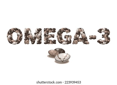 Title Omega-3 Consisting Of Chia Seeds. Vector Image