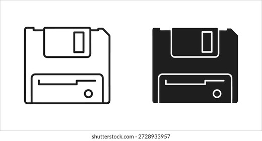 Title: Pair of black and white floppy disk with rectangular shapes and labels