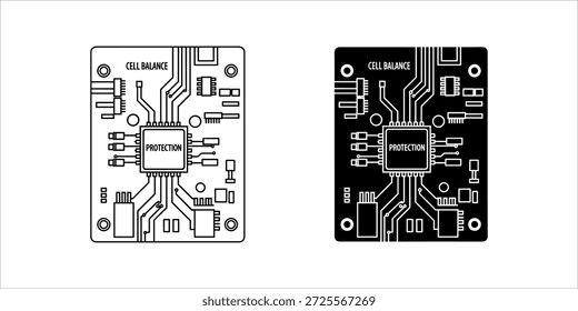 Title: A pair of identical black and white circuit boards with cell balance and protection