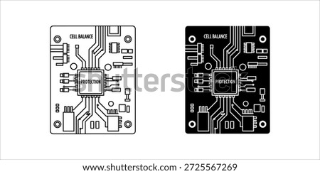 Title: A pair of identical black and white circuit boards with cell balance and protection