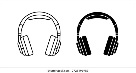 Title: Pair of over ear headphones in black and white minimalist
