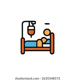 Title Person in hospital bed shows patient care. Suitable for medical, healthcare, hospital, nursing, and patient care concepts visual content.
