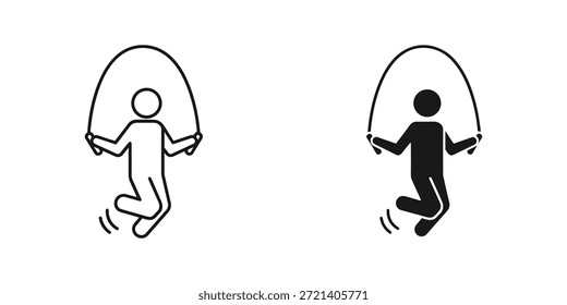 Title: Person jumping rope with a large jump rope in a fitness setting