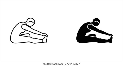 Titel: Person, die eine sitzende Vorwärts-Bogen-Yoga-Pose mit einer in weiß und die andere in schwarz aufführt