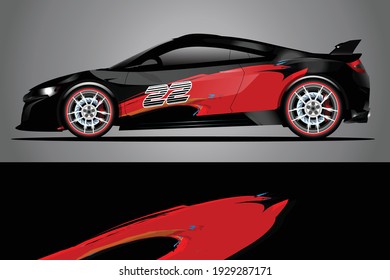 Title: Racing Car decal wrap design. Graphic abstract livery designs for Racing, tuning, Rally car. eps 10 format
