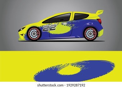 Title: Racing Car decal wrap design. Graphic abstract livery designs for Racing, tuning, Rally car. eps 10 format