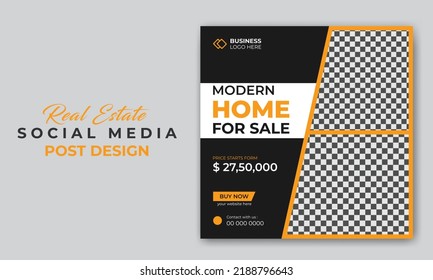 Title: Real Estate Modern Home For Sale Social Media Post Design With Simple Shapes And Colors