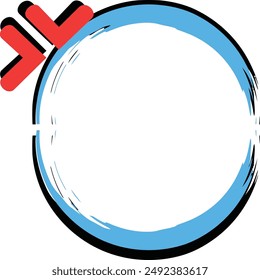 Title Red arrow pointing to blue circle with thick black outline. 
Suitable for presentations, infographics, web design, and educational materials on concepts such as direction, focus, and targets.