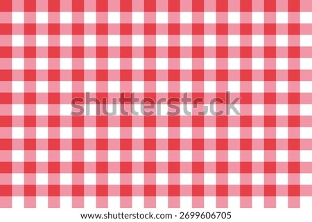 Title: Red tablecloth texture . Checkered picnic plaid texture . Red checkered table pattern . Vector illustration

