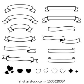Title ribbon frame set (decoration, ornament, band, Retro)