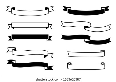 Title ribbon frame set (decoration, ornament, band, Retro)
