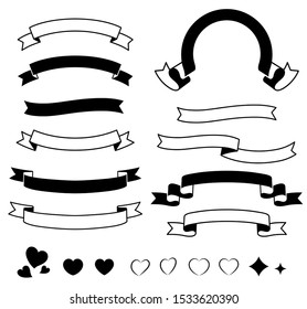 Title ribbon frame set (decoration, ornament, band, Retro)