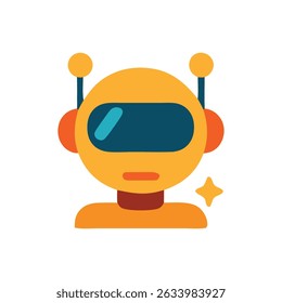 Title Scifi innovation, futuristic robot with blue visor. Suitable for tech, science fiction, robotics themes. Ideal for book covers, blog posts, presentations.