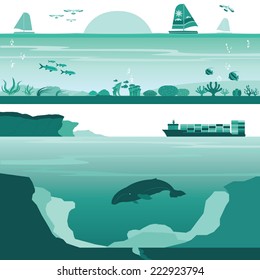 Title: Set of Coral Reef and Deep Undersea Landscape
Description: Set of Coral Reef and Deep Undersea Landscape Vectors