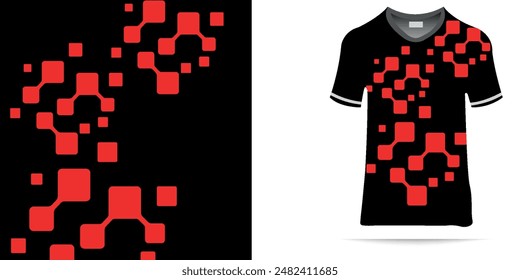 Title sublimation jersey shirt design vector template background grunge brush halftone red black splash splatter paint steel texture. eps 10