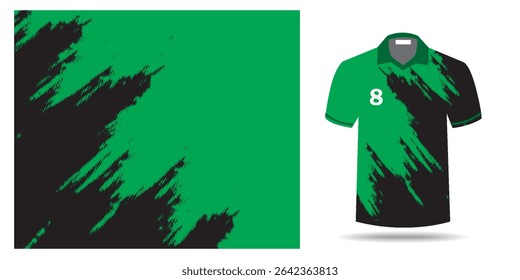Title sublimation jersey shirt design vector template background grunge brush halftone green black splash splatter paint steel texture