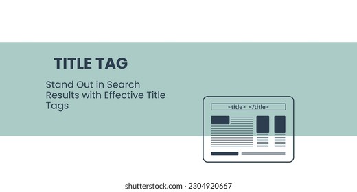 Title Tag Banner on Green Background. Stylish SEO Banner with Black Text and Icon for Business and Marketing