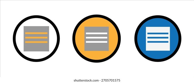 Title: Three ui menu icons in different colors

