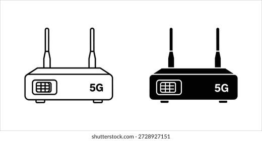 Título: Dois preto e branco de um roteador sem fio 5G com duas antenas