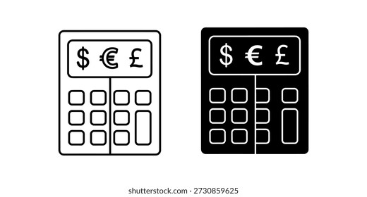 Título Dos calculadoras en blanco y negro con símbolos en euros y libras en display.eps

