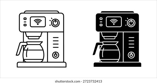 Titel: Zwei Schwarz-Weiß-Kaffeemaschinen mit WiFi und Bedienfeld