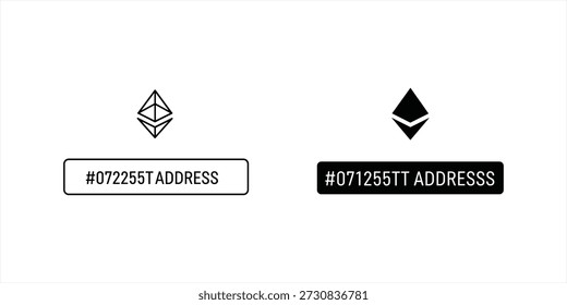 Title: Two black and white of a geometric diamond shape with a cryptocurrency address