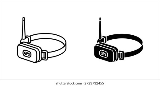 Título: Duas linhas em preto e branco de um dispositivo de rastreamento GPS com uma antena