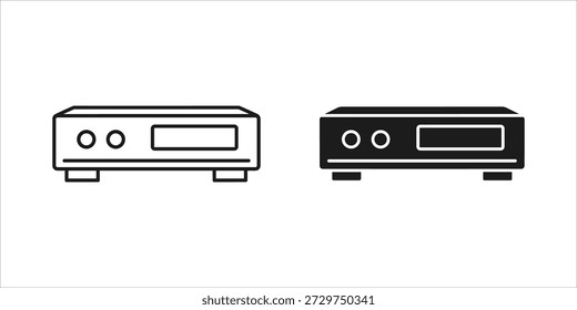 Título: Duas linhas em preto e branco de um dispositivo eletrônico retangular com botões e um slot