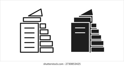 Title: Two black and white line books with triangular shapes on