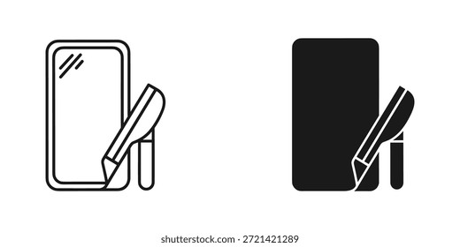 Title: Two black and white of a pencil on a tablet screen