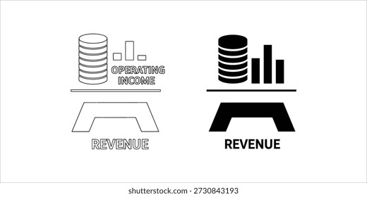 Title: Two black and white showing operating income and revenue with bar graphs