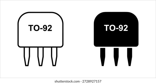 Title: Two black and white of a TO-92 electronic component with three pins