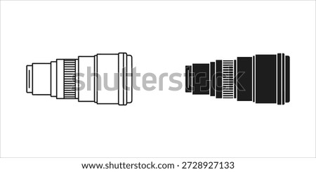Title: Two camera lenses with multiple on a white background