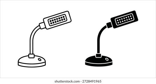 Title: Two computer desk lamps with adjustable necks and rectangular light heads on circular bases