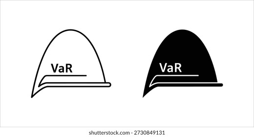 Título: Dos Formas curvas con el texto VaR en estilo de línea en blanco y negro