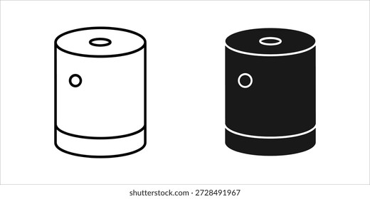 Título: Dos recipientes cilíndricos con agujeros circulares en el lado y en color blanco y negro