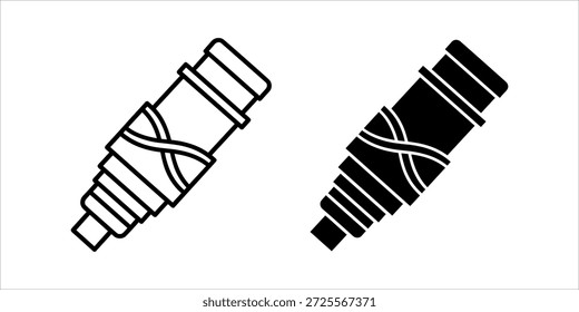 Title: Two cylindrical mechanical parts with spiral grooves in white and black versions