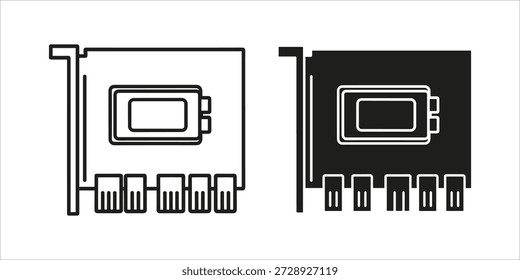 Title: Two electronic circuit boards with rectangular components and multiple pins in black and