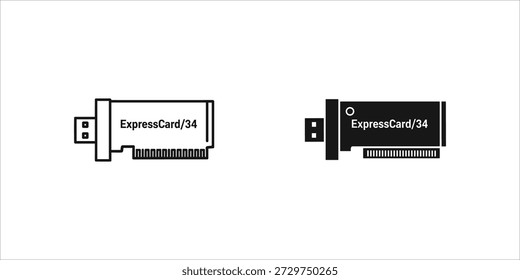 Titel: Zwei ExpressCard 34-Steckplätze mit Anschlüssen und Text auf weißem Hintergrund