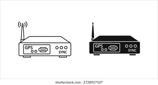 Title: Two GPS tracking devices with antennas on white background