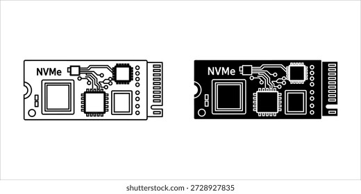 Title: Two line of NVMe solid-state drive circuit boards with various electronic components