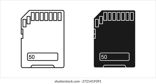 Título: Dos tarjetas de memoria con el número 50 sobre un fondo blanco