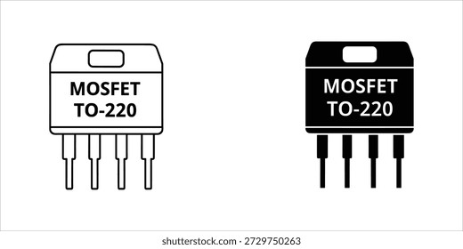 Title: Two MOSFET TO-220 electronic components with labels and multiple pins on a white background