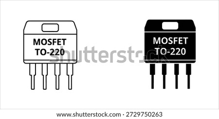 Title: Two MOSFET TO-220 electronic components with labels and multiple pins on a white background